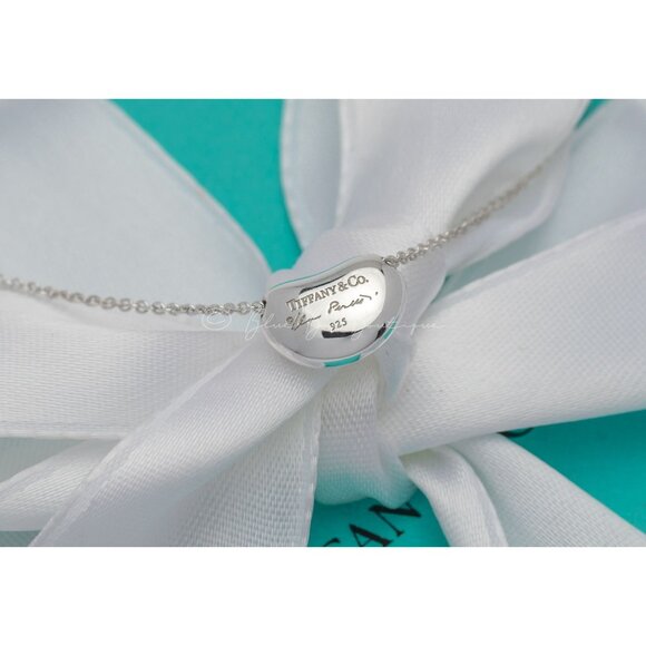 Tiffany & Co. Bean Necklace Elsa Peretti11mm Pendant in Silver on a 16" Chain - Picture 5 of 7